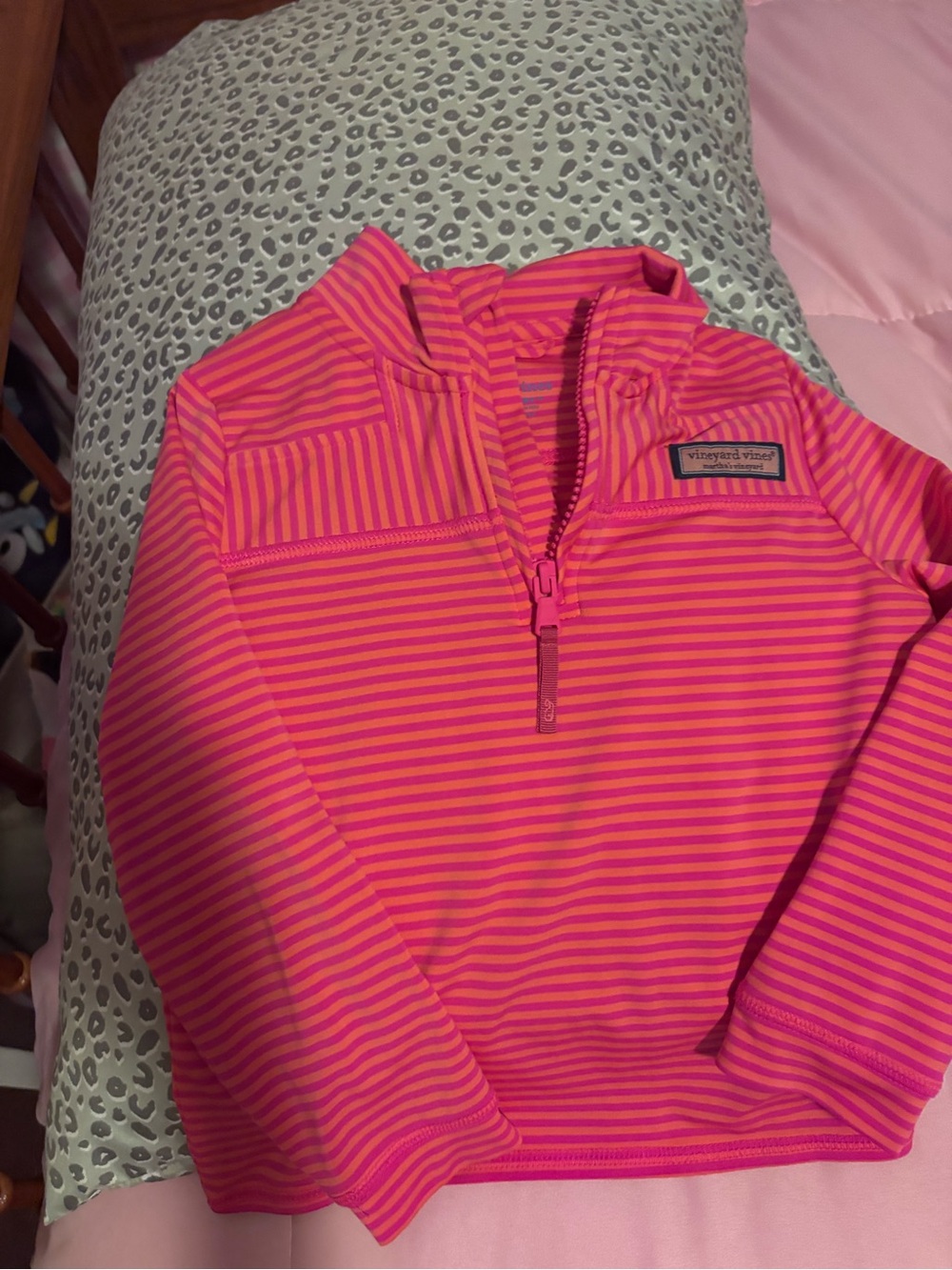 Vineyard Vines Pink and Coral Striped Pullover